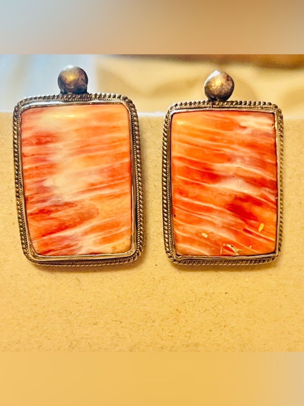 VTG Native American Southwest
Sterling Silver ORANGE Spiny Oyster
Earrings 24 G